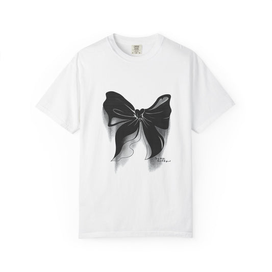 Bow Illustration T-Shirt — Monochrome Art Graphic Tee