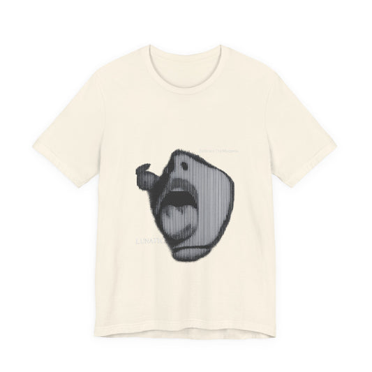 Lunatic T-shirt - a striking black and white illustration