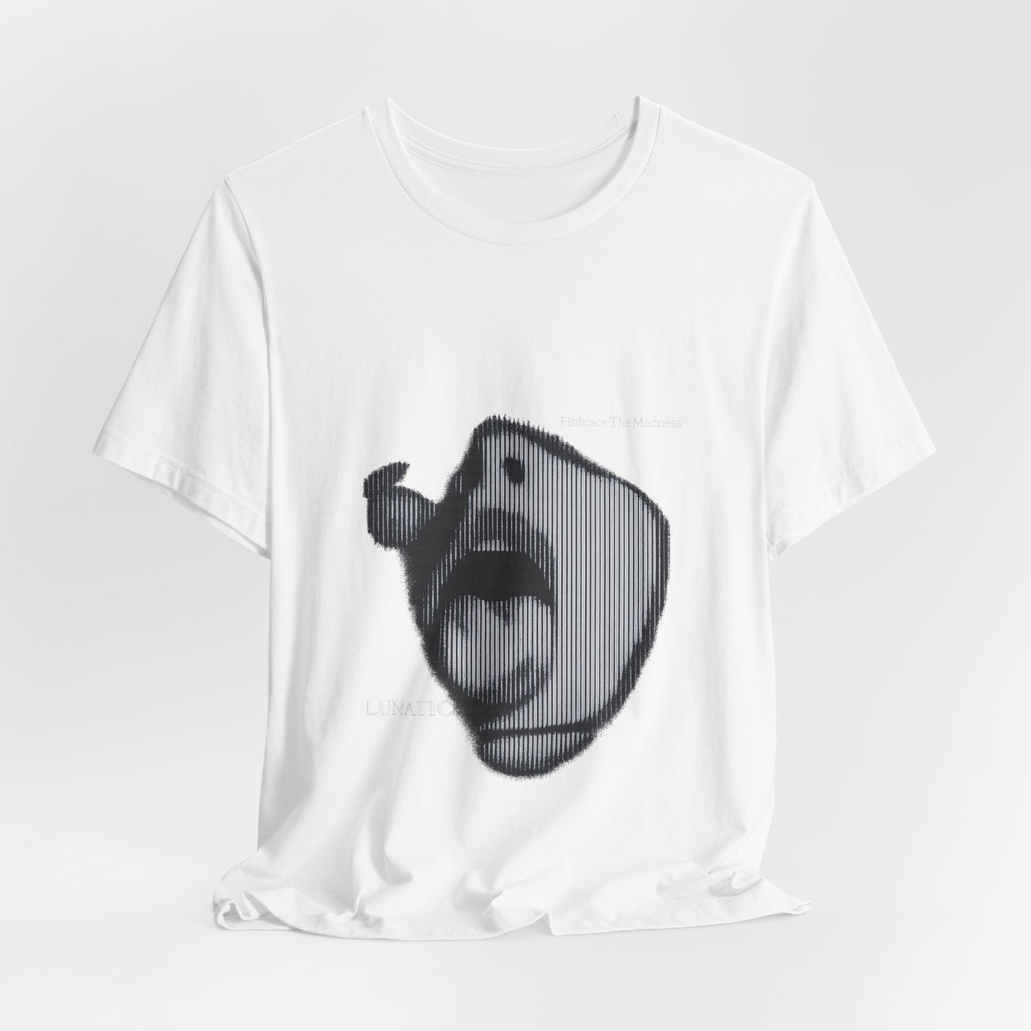 Lunatic T-shirt - a striking black and white illustration