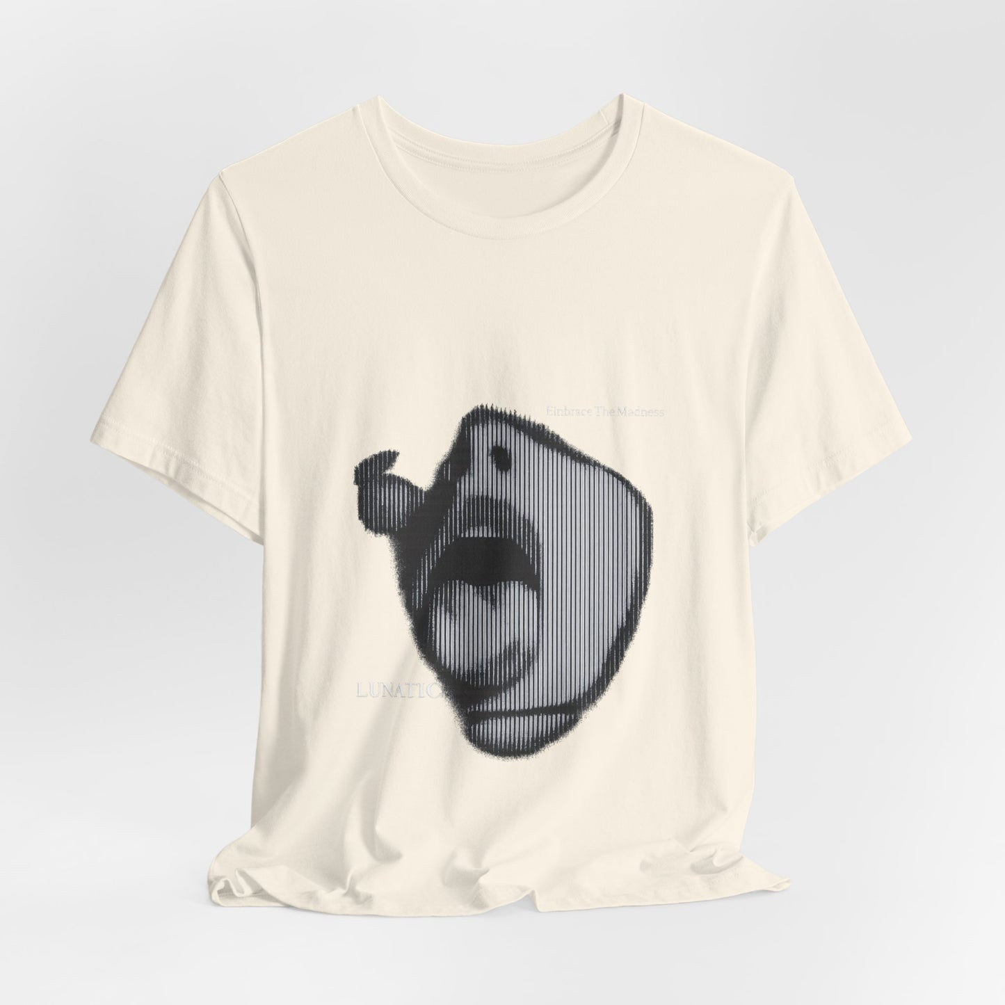 Lunatic T-shirt - a striking black and white illustration