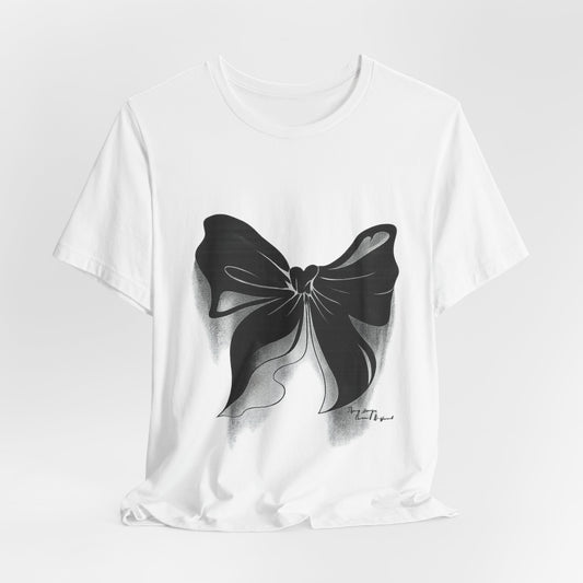 Bow Illustration T-Shirt — Monochrome Art Graphic Tee