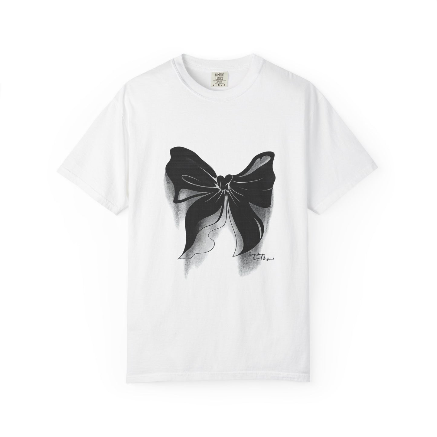 Bow Illustration T-Shirt — Monochrome Art Graphic Tee