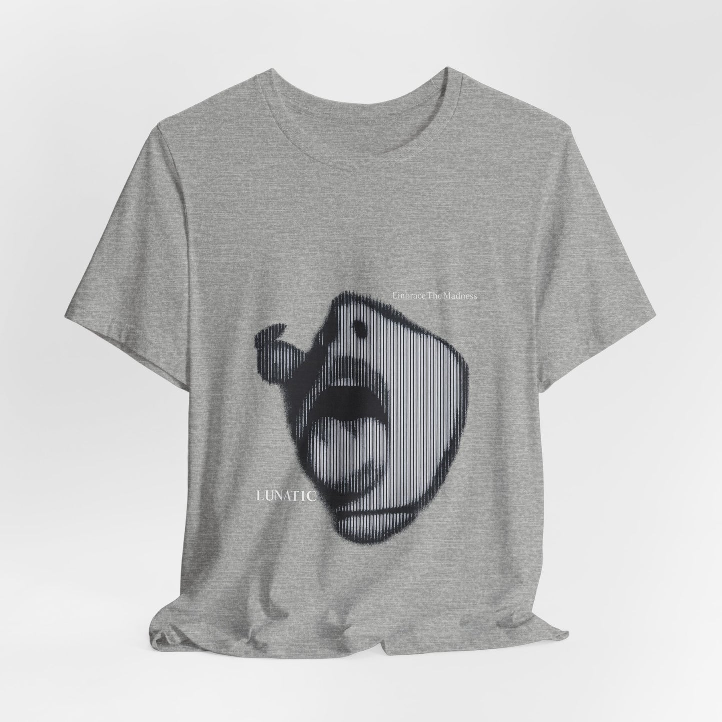 Lunatic T-shirt - a striking black and white illustration