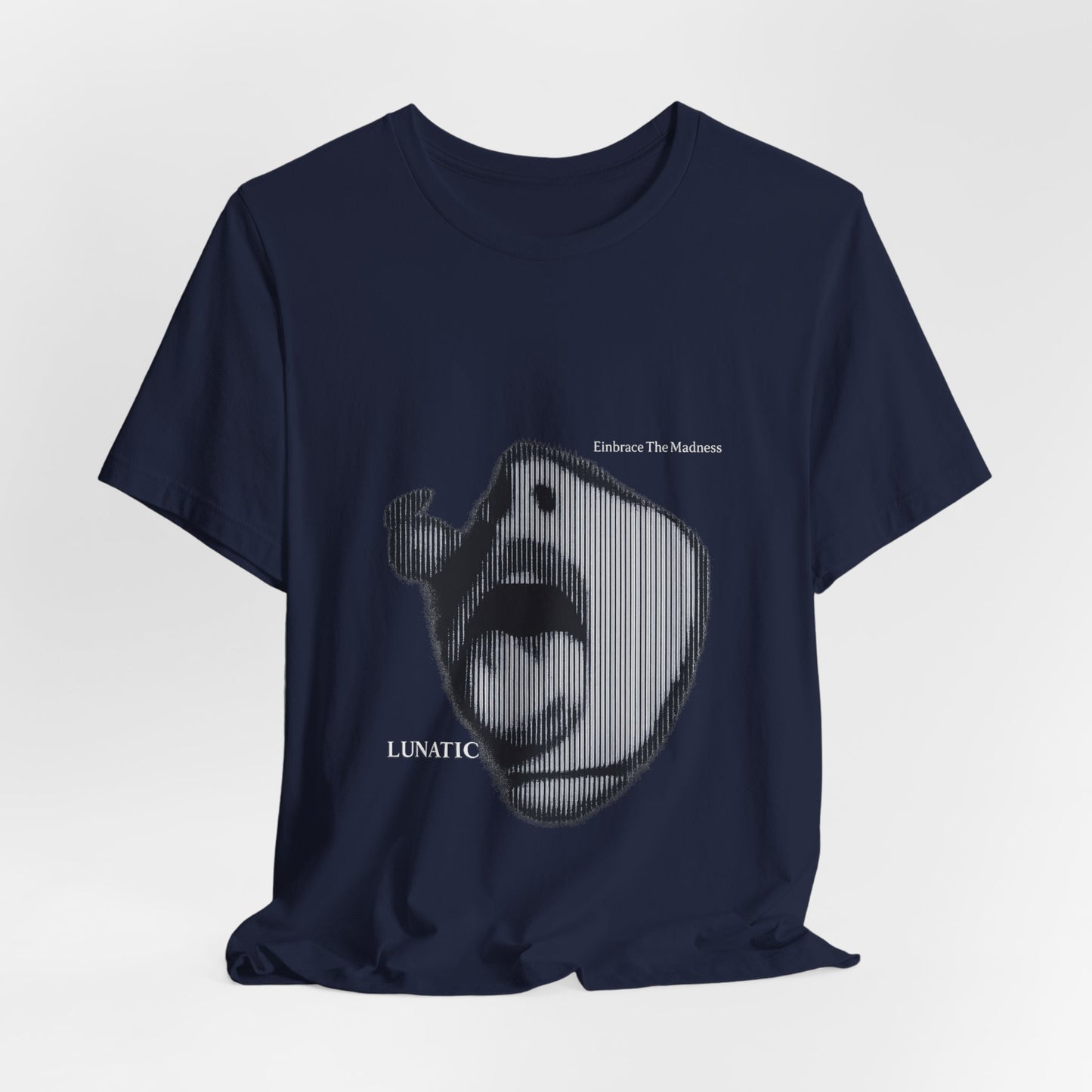 Lunatic T-shirt - a striking black and white illustration