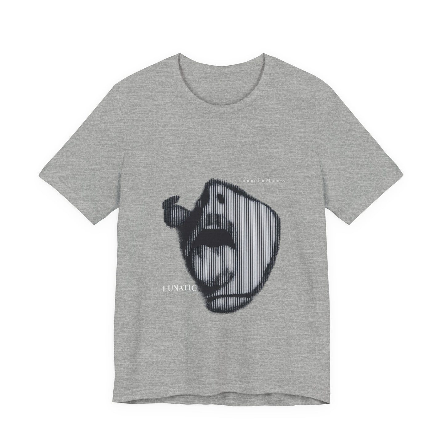 Lunatic T-shirt - a striking black and white illustration