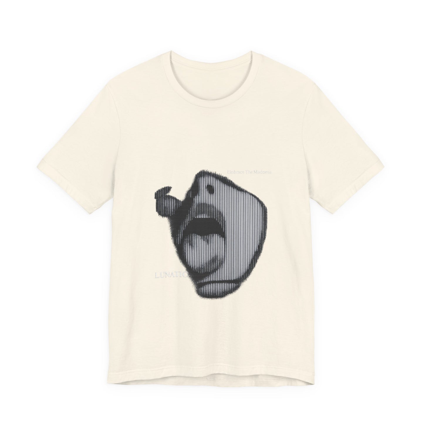 Lunatic T-shirt - a striking black and white illustration