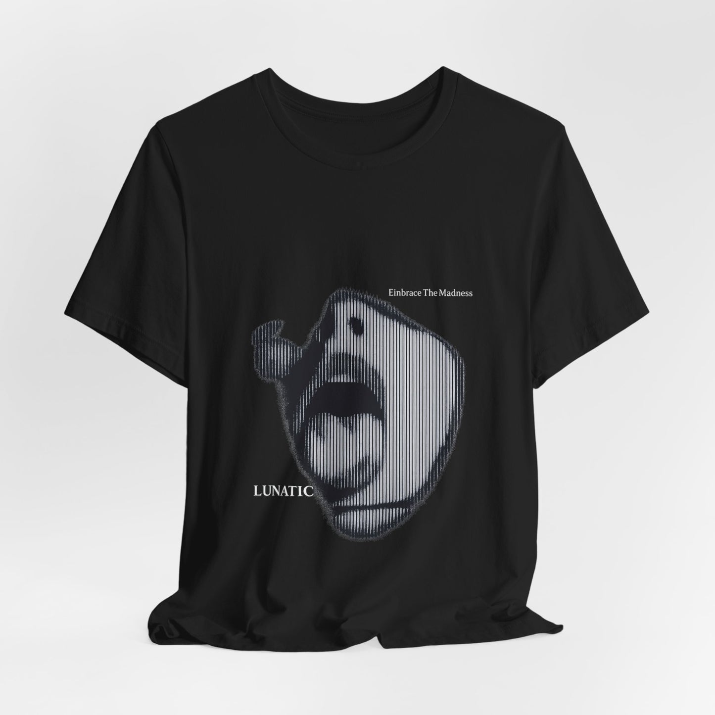 Lunatic T-shirt - a striking black and white illustration