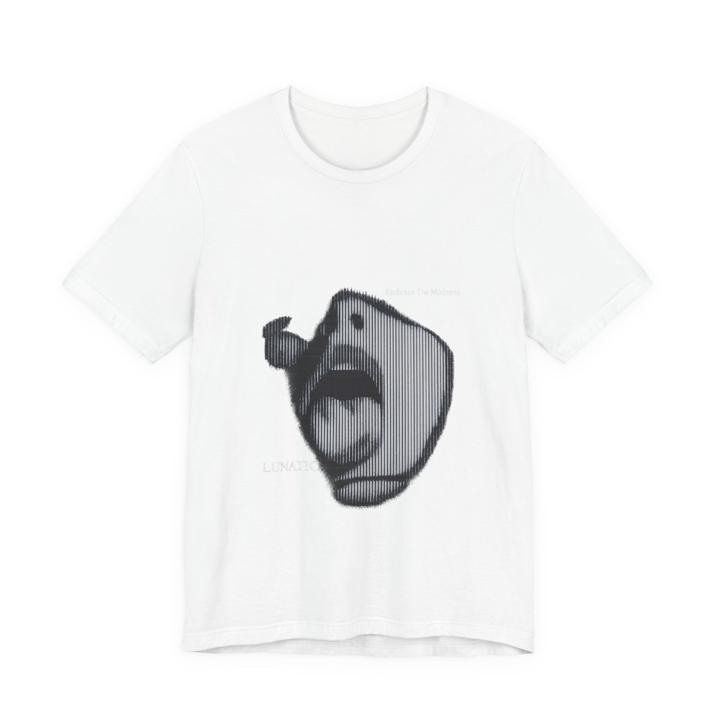 Lunatic T-shirt - a striking black and white illustration