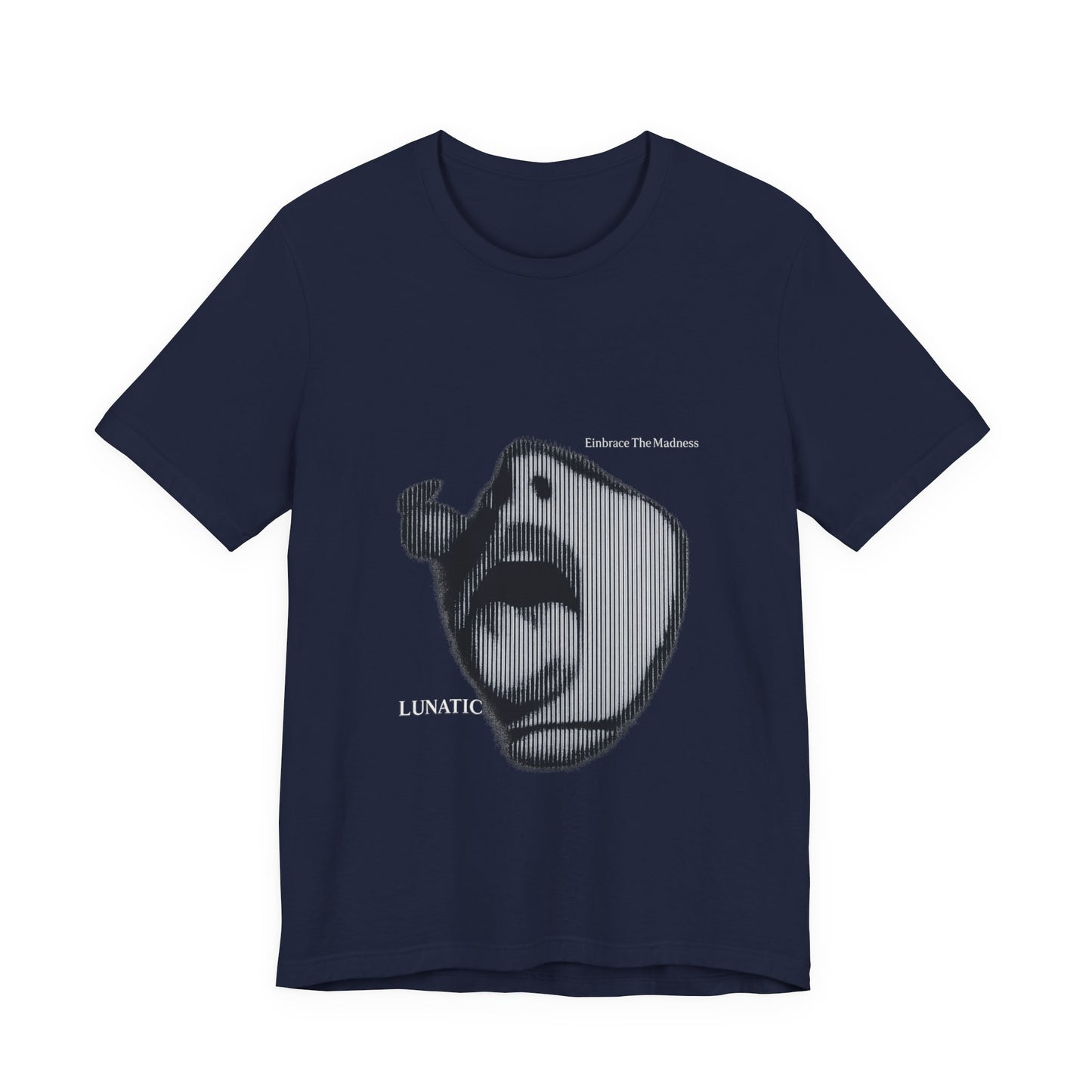 Lunatic T-shirt - a striking black and white illustration