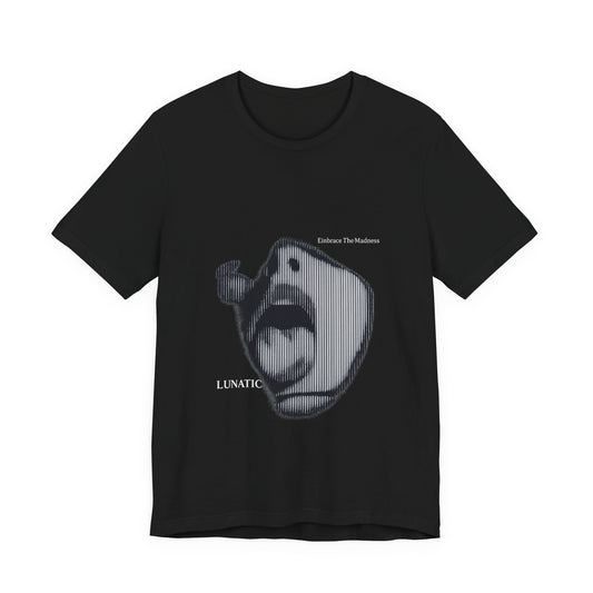 Lunatic T-shirt - a striking black and white illustration